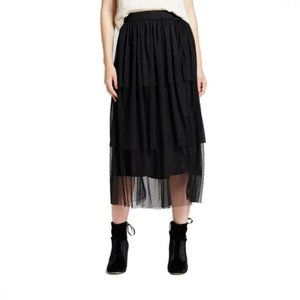 Who What Wear Ruffle Midi Skirt Black XL